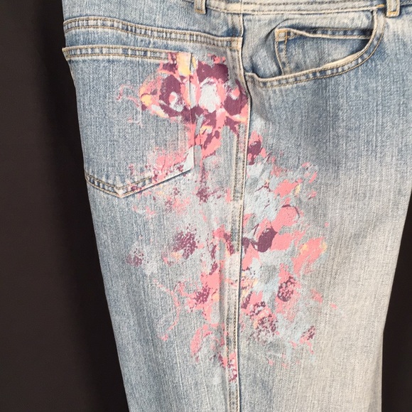 Dana Buchman Blue Jeans Size 8 Hand Painted - Picture 3 of 6
